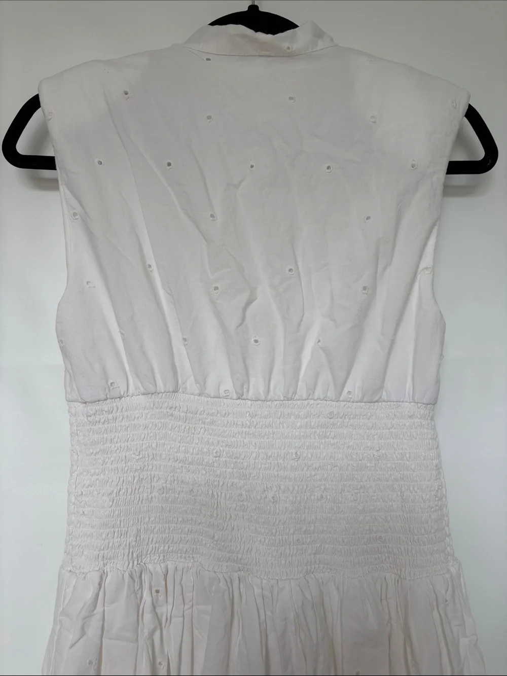 Anthropologie Maeve The Tommie Cap-Sleeve Smocked Front-Zip Shirt Dress Eyelet M - Picture 11 of 12